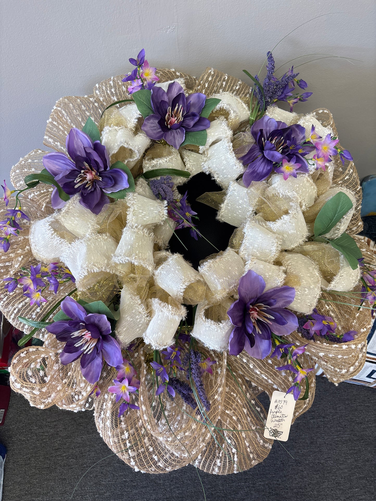 Purple Clematis Wreath 25”