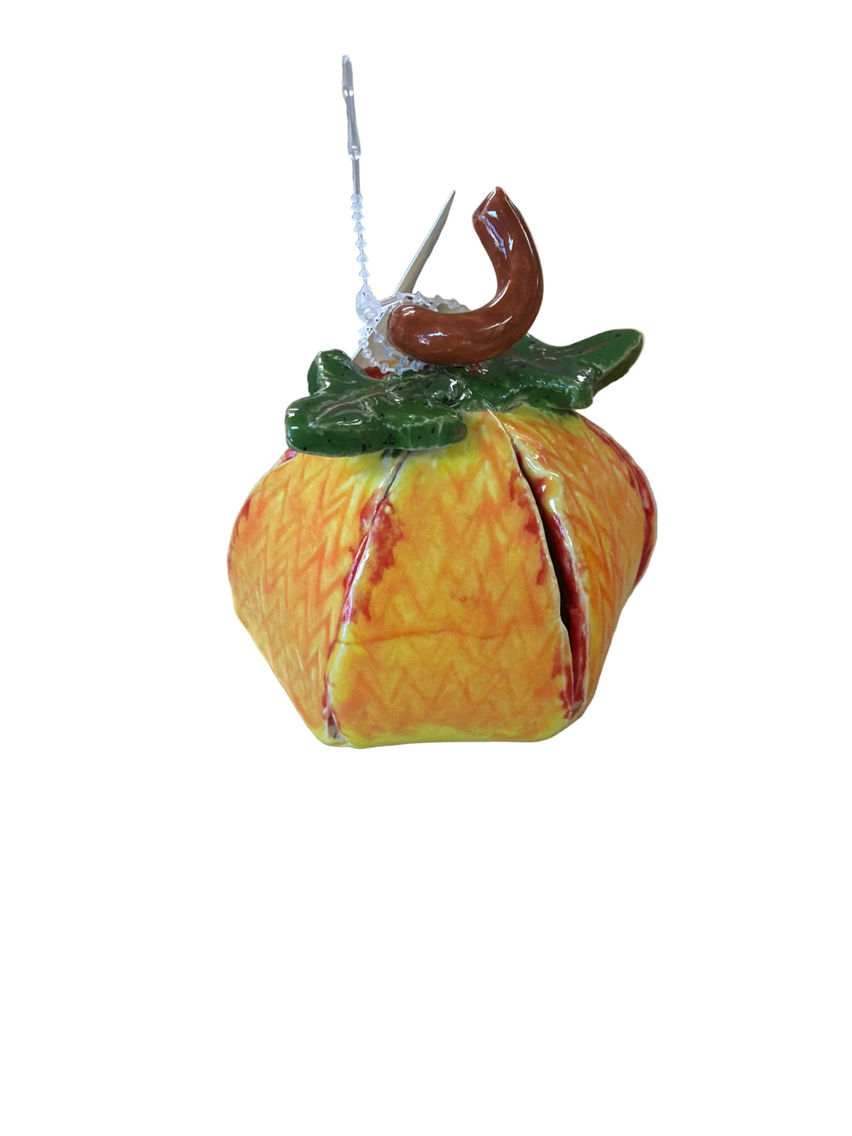 Handmade pottery pumpkin