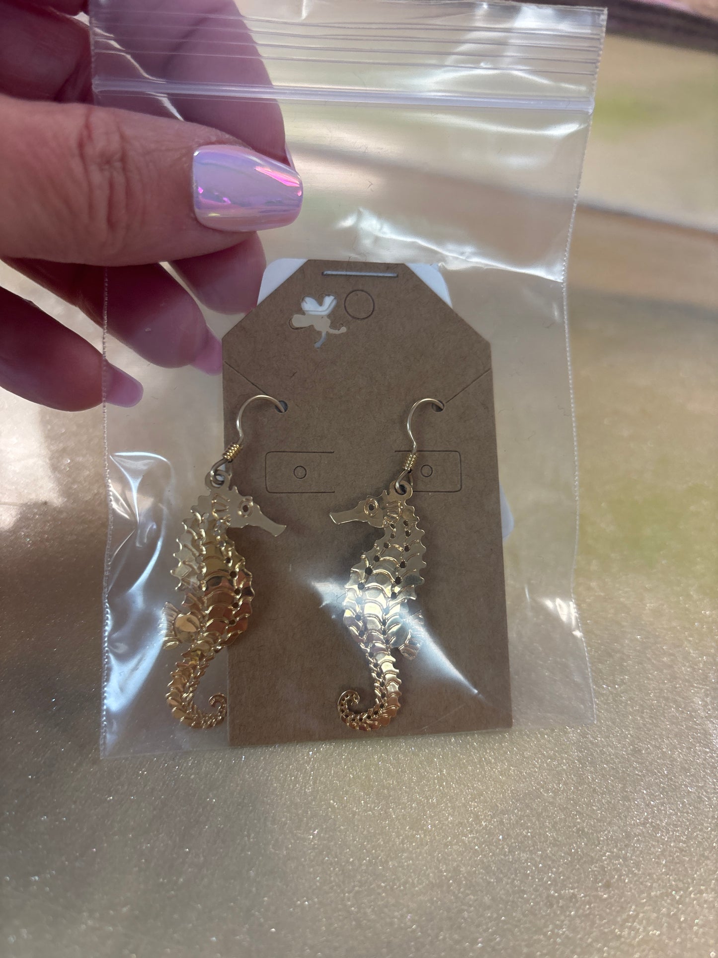 Gold plated seahorse earrings