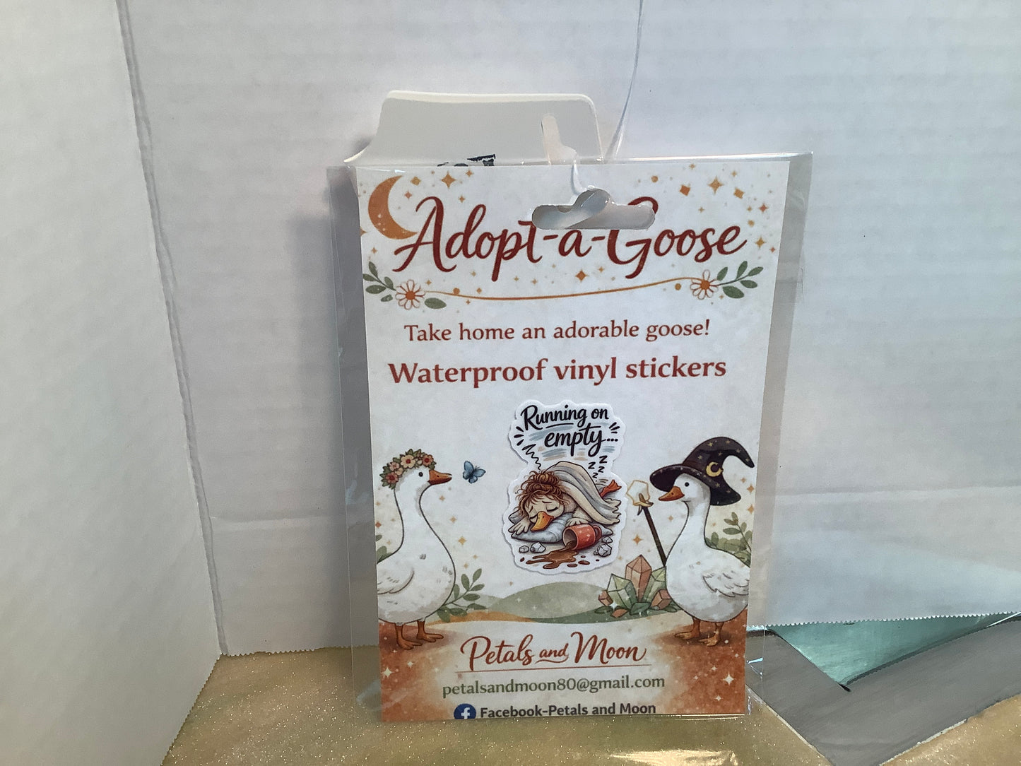 Adopt a goose vinyl sticker