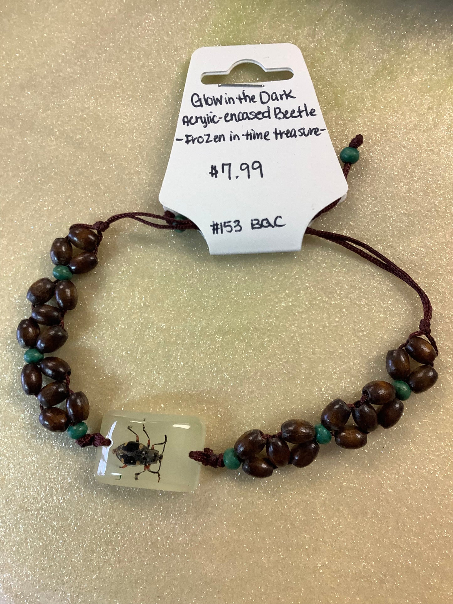 Glow in the dark Acrylic encased Beetle